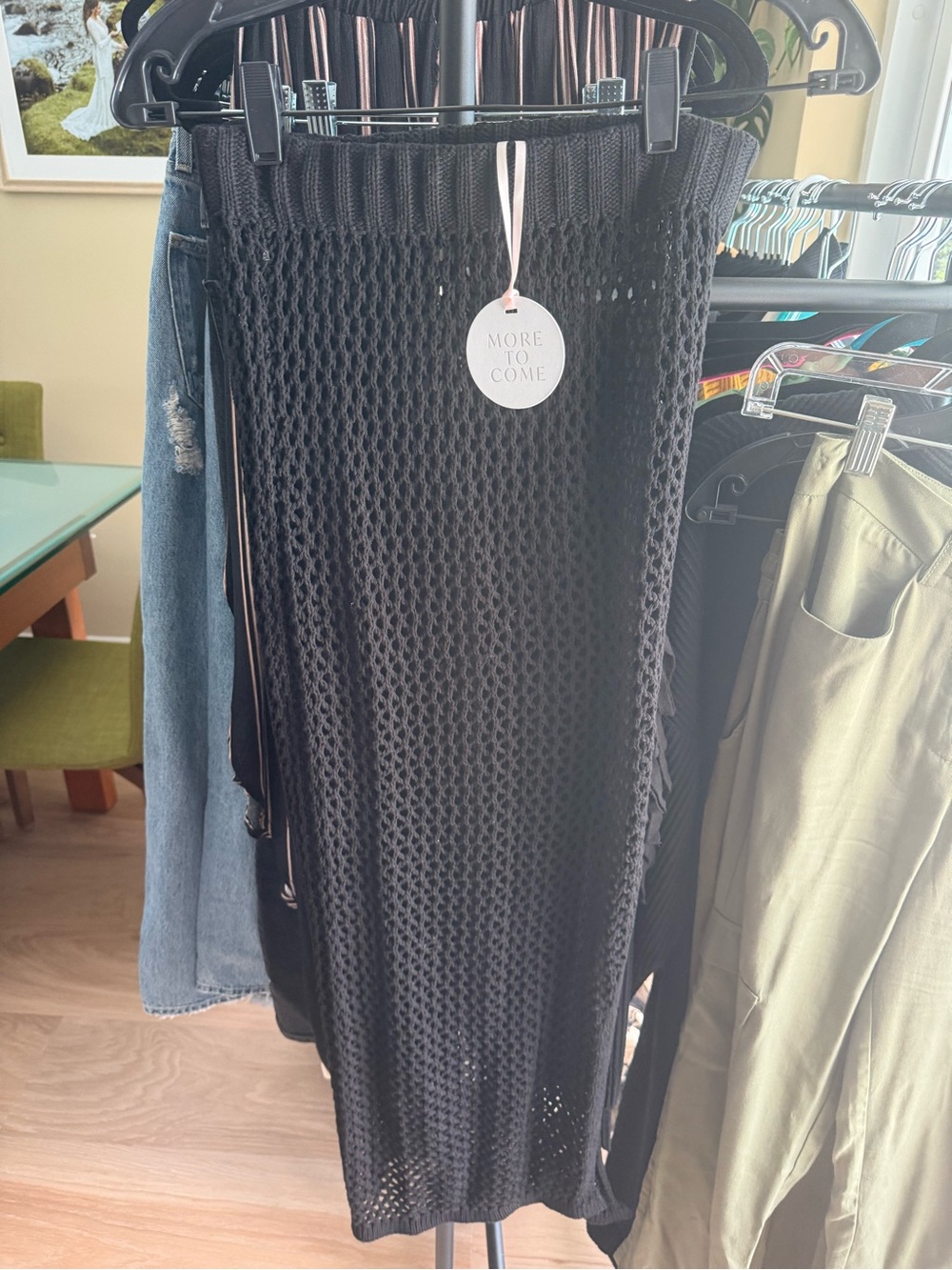 More to Come Black Knit Midi Cover up Skirt - Classic Crochet Style